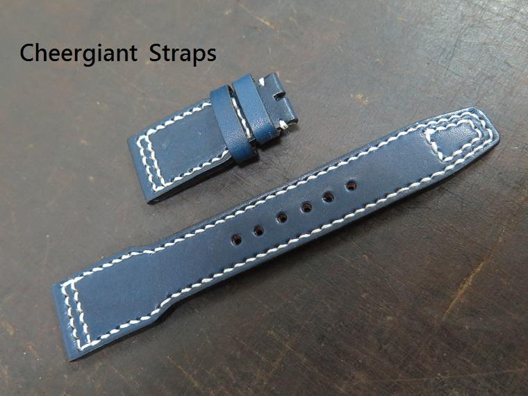 IWC Big Pilot dark blue cowskin strap,22x18mm, 50x130mm, thick 4