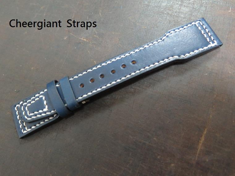 IWC Big Pilot dark blue cowskin strap,22x18mm, 50x130mm, thick 4