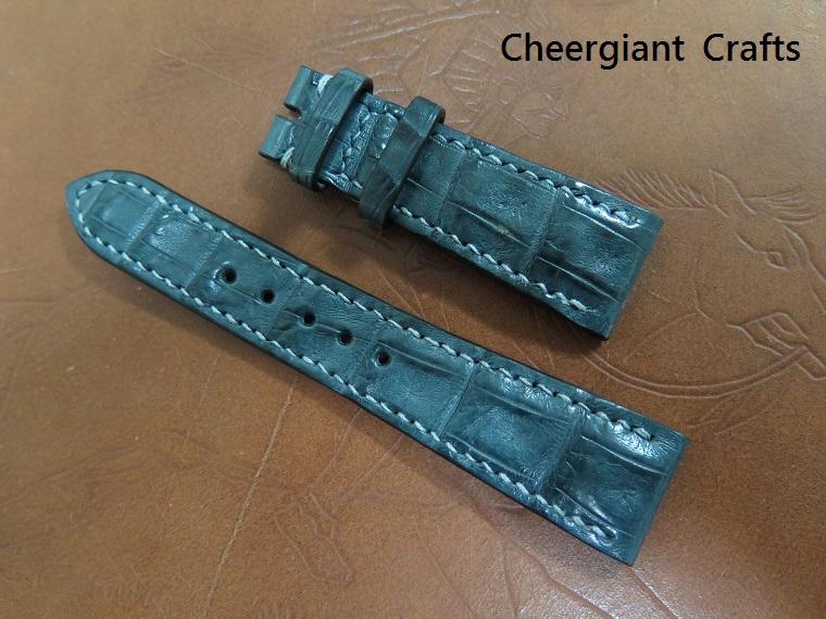 Lange Sohne gray croco strap, 20x16mm, 62x103mm, thick 5