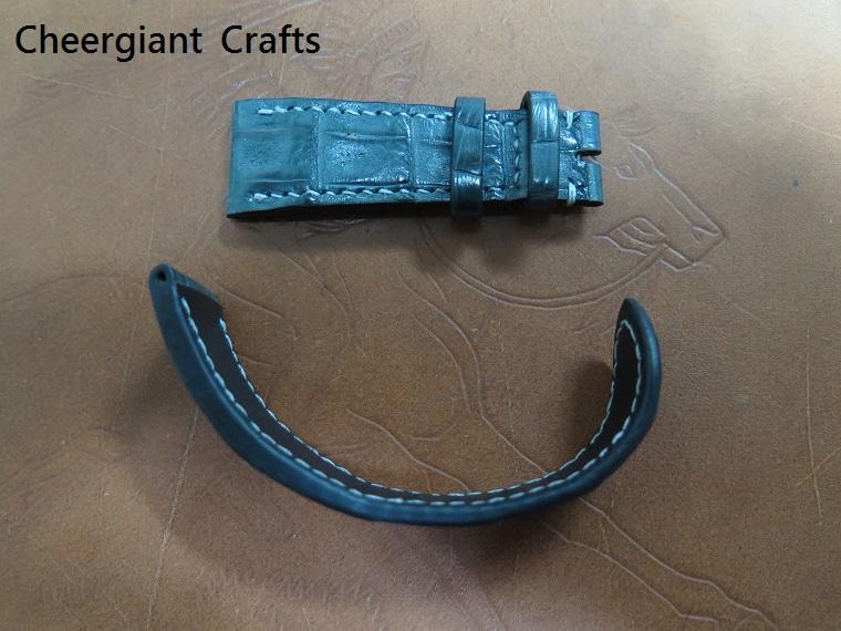 Lange Sohne gray croco strap, 20x16mm, 62x103mm, thick 5