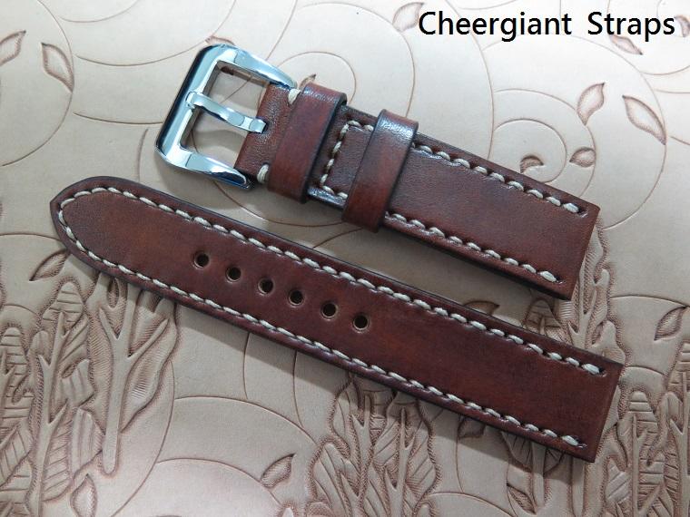 JLC deep sea alarm chocolate brown vintage cowskin strap, 20x20mm, 75x120mm, thick 4