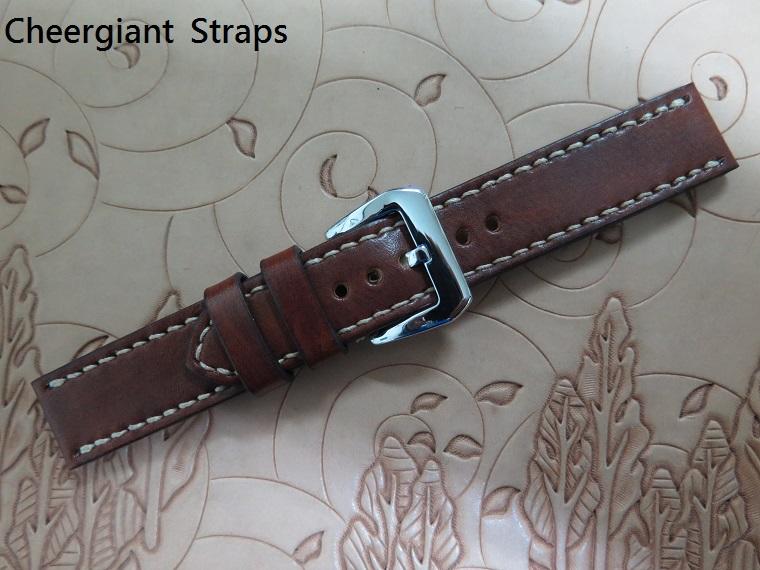 JLC deep sea alarm chocolate brown vintage cowskin strap, 20x20mm, 75x120mm, thick 4