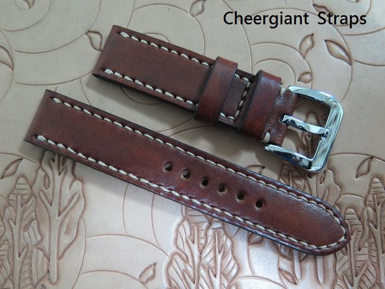 JLC deep sea alarm chocolate brown vintage cowskin strap, 20x20mm, 75x120mm, thick 4