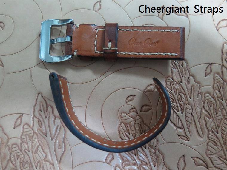 JLC deep sea alarm chocolate brown vintage cowskin strap, 20x20mm, 75x120mm, thick 4