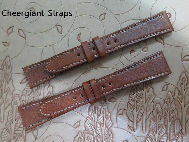 Omega honey brown vintage cowskin strap, 22x16mm, 80x120mm, thick 4