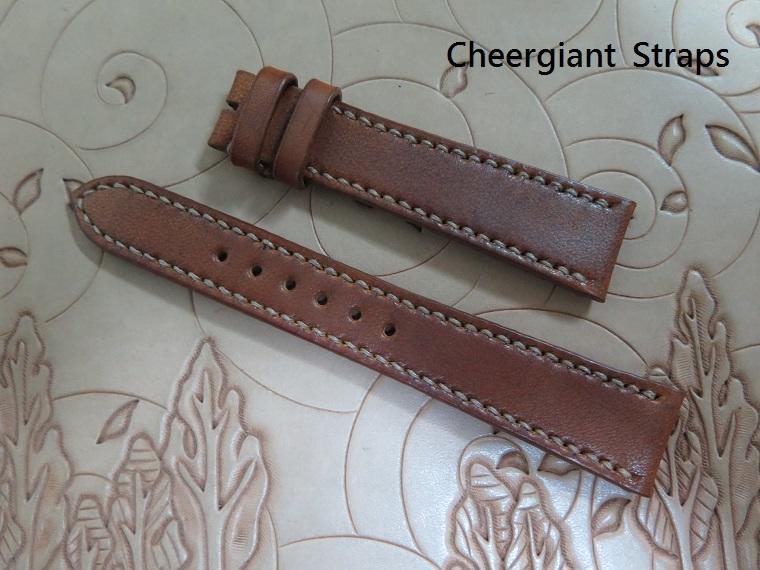 Omega honey brown vintage cowskin strap, 22x16mm, 80x120mm, thick 4