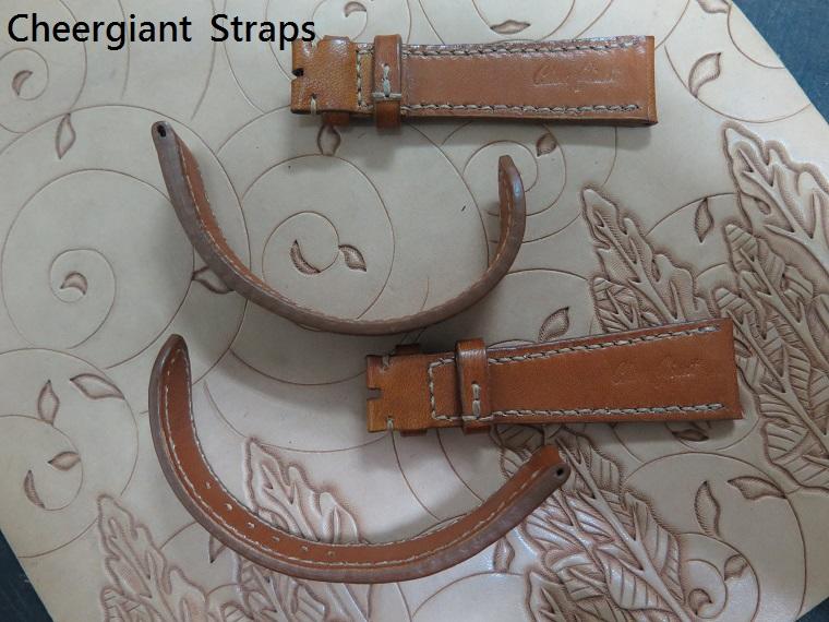 Omega honey brown vintage cowskin strap, 22x16mm, 80x120mm, thick 4