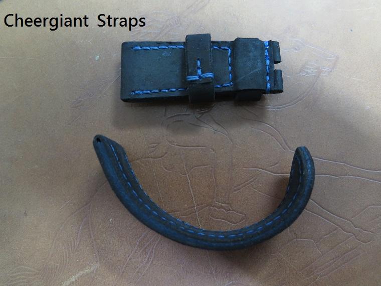 Panerai black suede cowskin strap,25x22mm,70x117mm,thick 5