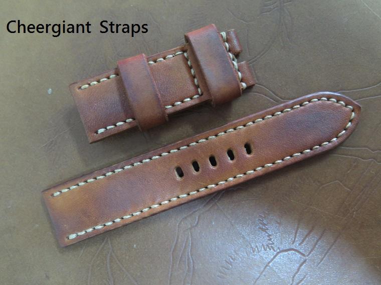 Panerai honey brown vintage cowskin strap,24x24mm, 70x130mm, thick 4