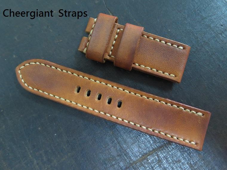 Panerai honey brown vintage cowskin strap,24x24mm, 70x130mm, thick 4