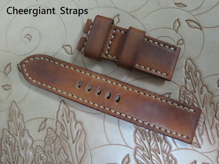 Panerai honey brown vintage cowskin strap,24x24mm, 70x130mm, thick 4