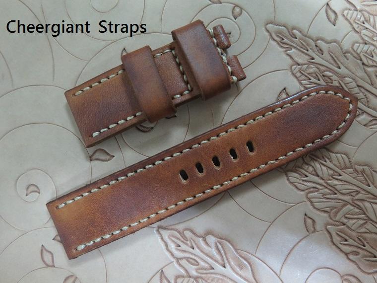 Panerai honey brown vintage cowskin strap,24x24mm, 70x130mm, thick 4