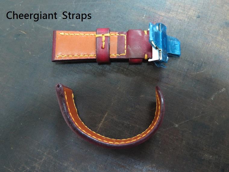 Panerai red vintage cowskin strap, 24x22mm, 75x118mm, thick 4