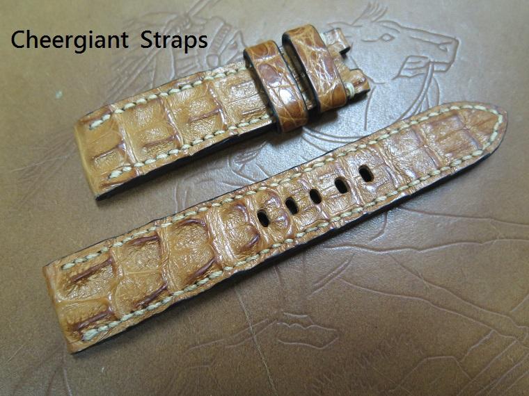 Panerai honey brown big horn croco strap, 22x20mm, 80x125mm, thick 7