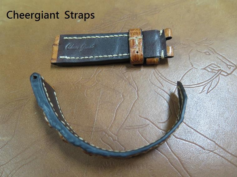Panerai honey brown big horn croco strap, 22x20mm, 80x125mm, thick 7
