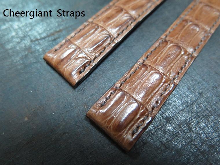 PIAGET brown croco strap, 20x18mm, 78x110mm, 錶帶尾部及裝扣件處都要極薄才能裝配