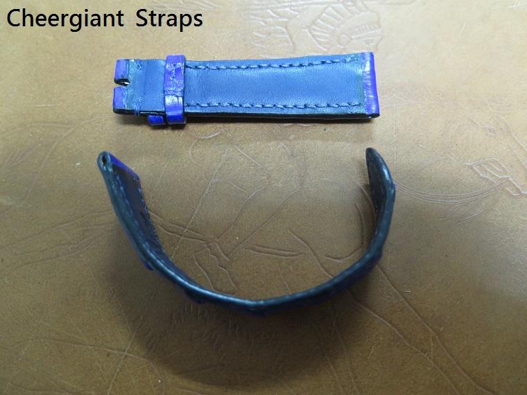 Rolex 18038 dark blue padded croco strap, 20x16mm, 70x110mm, thick 4