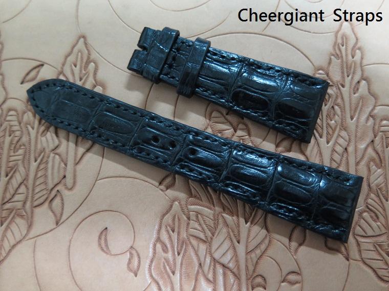 Rolex Datejust ll padded black croco strap, 21x16mm, 65x115mm, thick 4