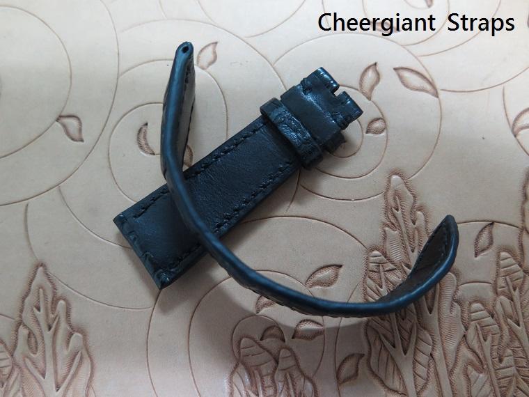 Rolex Datejust ll padded black croco strap, 21x16mm, 65x115mm, thick 4