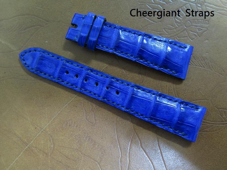 Rolex 18038 dark blue padded croco strap, 20x16mm, 70x110mm, thick 4