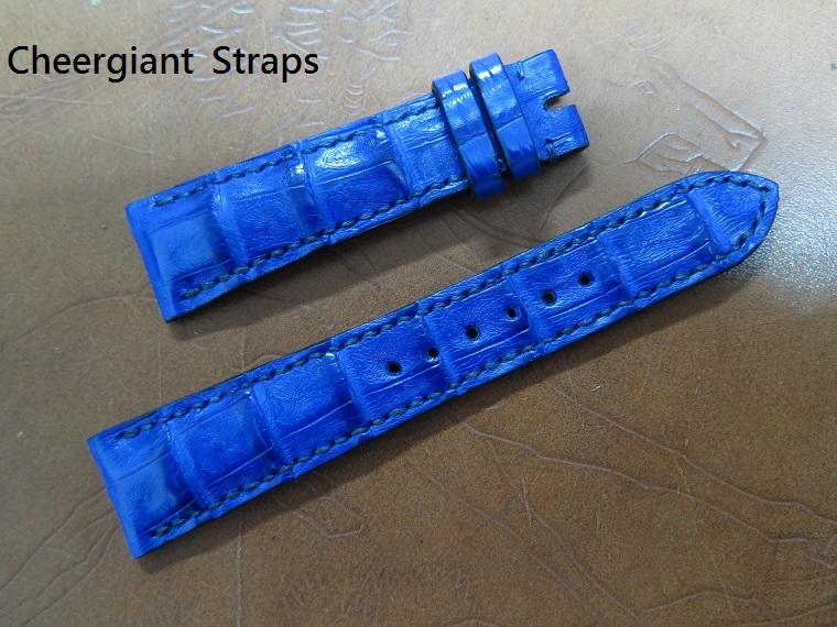 Rolex 18038 dark blue padded croco strap, 20x16mm, 70x110mm, thick 4