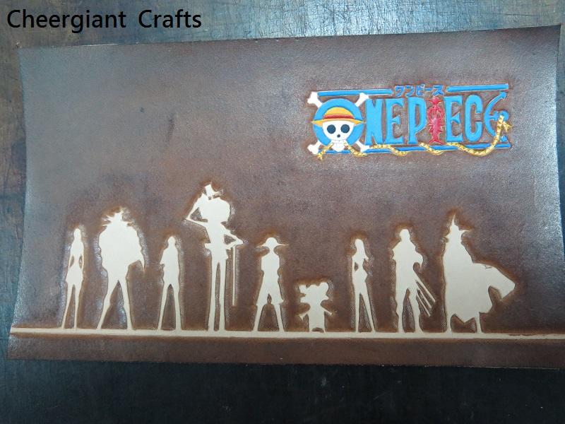 海賊王皮雕短皮夾,皮雕與染色製程