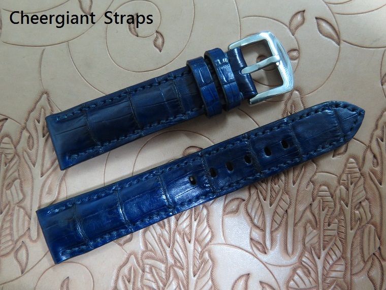 Franck Muller King 墊厚的深藍色鱷魚錶帶 Franck Muller King dark blue padded croco strap