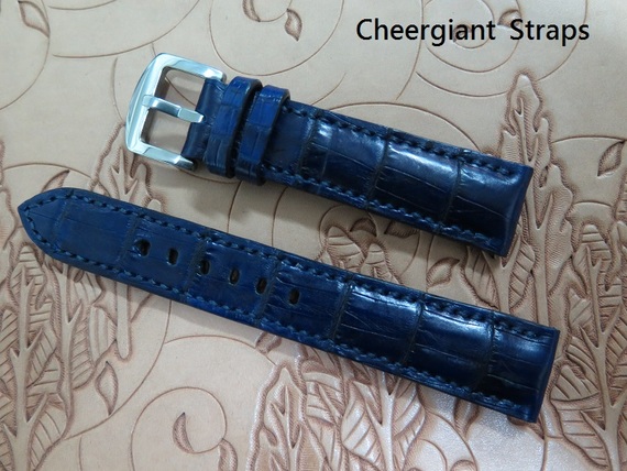 Franck Muller King 墊厚的深藍色鱷魚錶帶 Franck Muller King dark blue padded croco strap