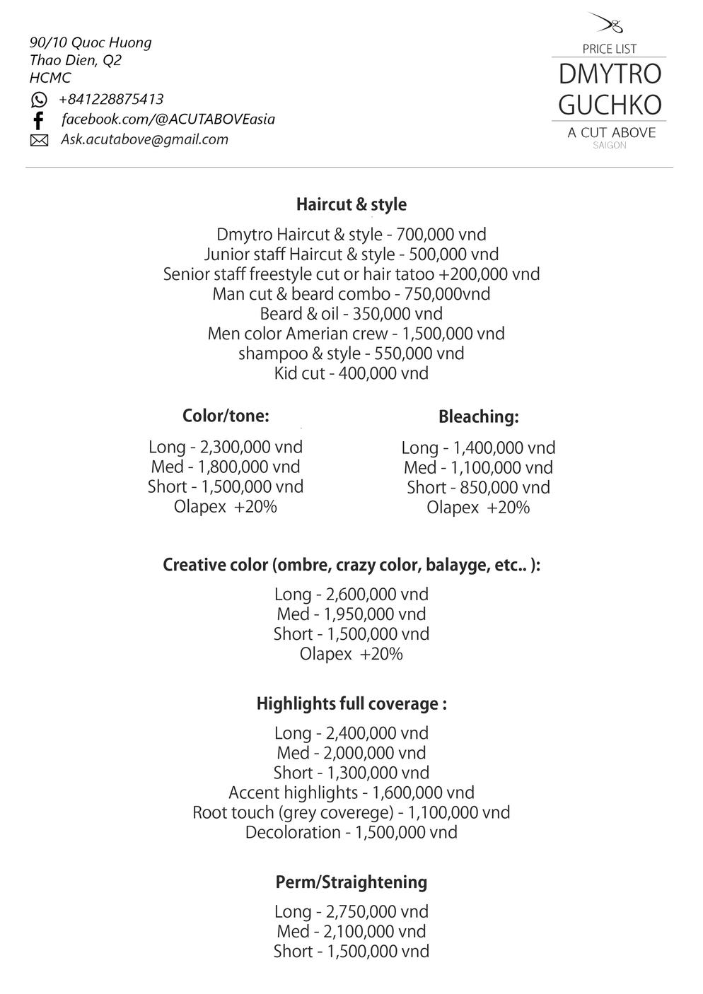 price 2018 not correcteed