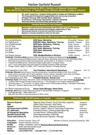 Harlow Garfield Russell My Experience  1 page summary 2017 1